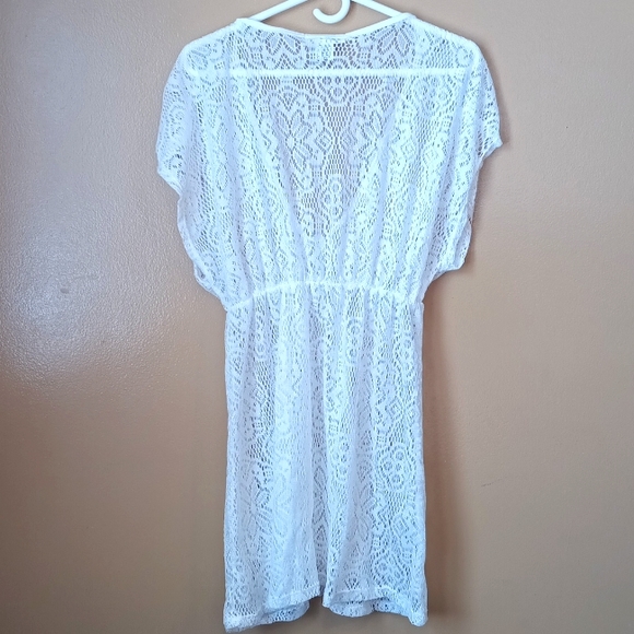 Miken white lace bathing suit cover-ups Sz large, womens Beachwear Boho Beach - Picture 4 of 8